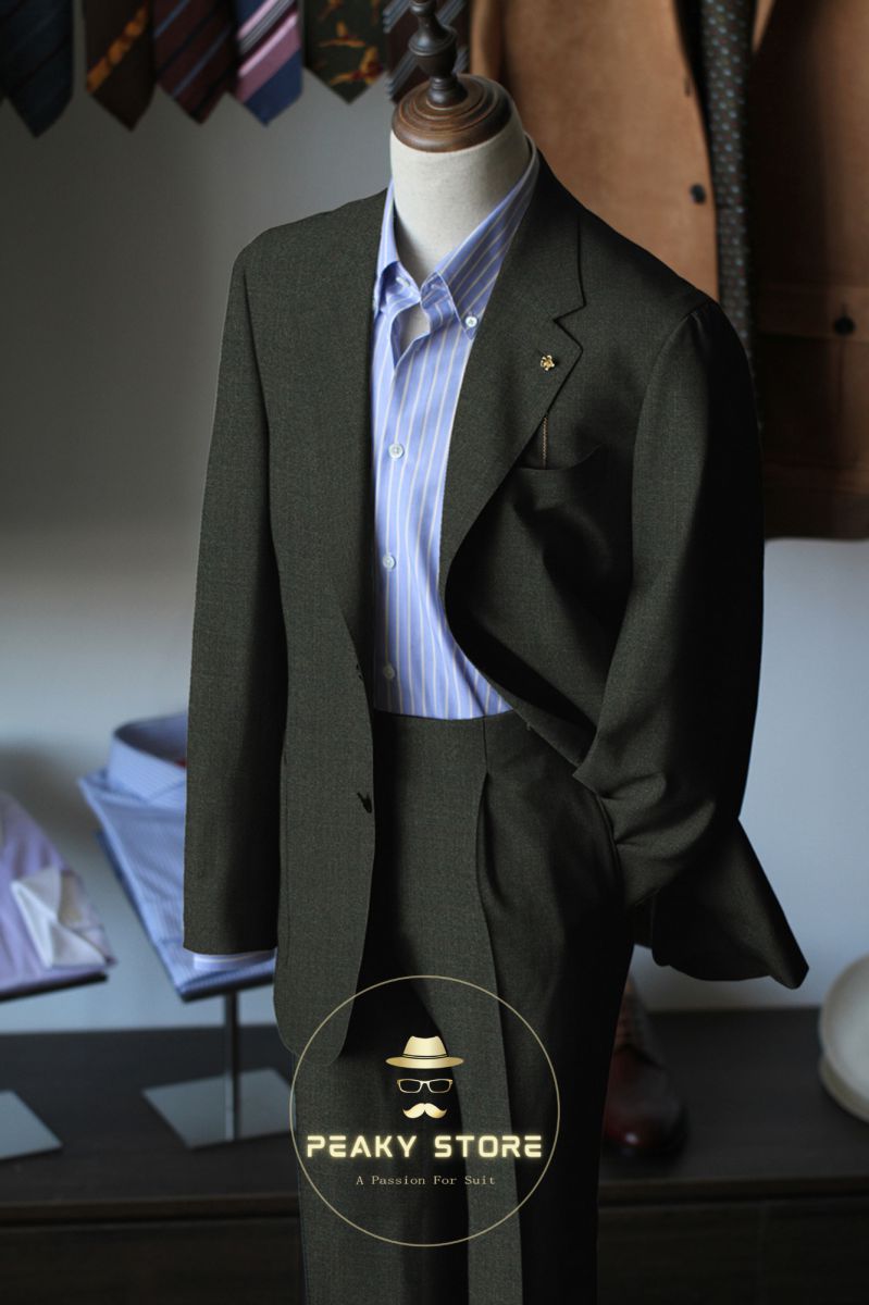 Vest Xanh Olive – Vải T.INGENIATOR Drape Anh Quốc