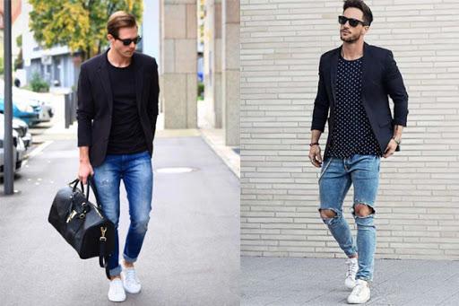 Áo blazer kết hợp cùng quần jean áo thun
